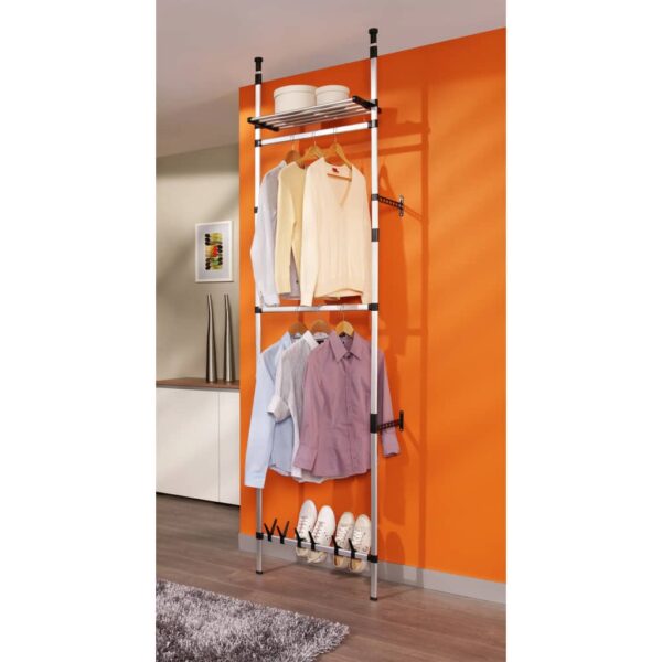 vidaXL Telescopic Wardrobe System with Rods and Shelf Aluminum - Image 4