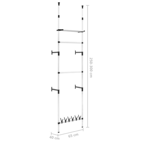 vidaXL Telescopic Wardrobe System with Rods and Shelf Aluminum - Image 10