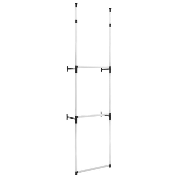 vidaXL Telescopic Wardrobe System with Rods Aluminum - Image 2