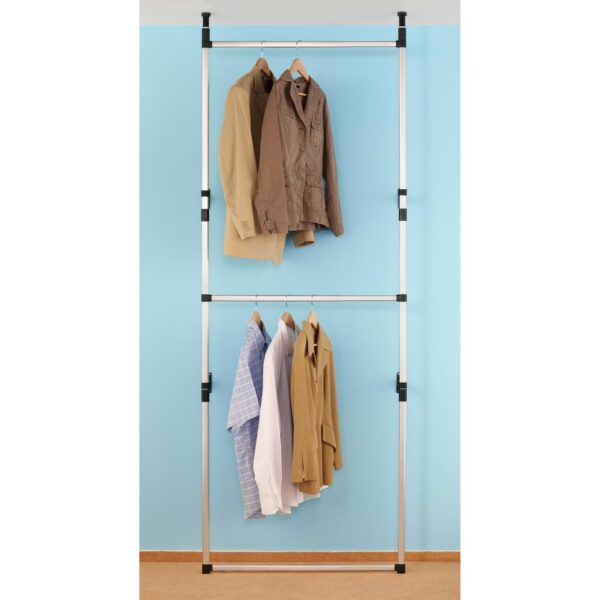 vidaXL Telescopic Wardrobe System with Rods Aluminum - Image 4