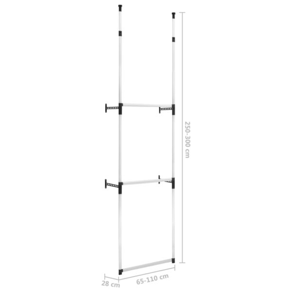 vidaXL Telescopic Wardrobe System with Rods Aluminum - Image 10