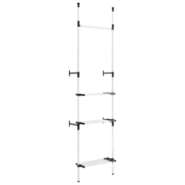 vidaXL Telescopic Wardrobe System with Rods and Shelf Aluminum - Image 2