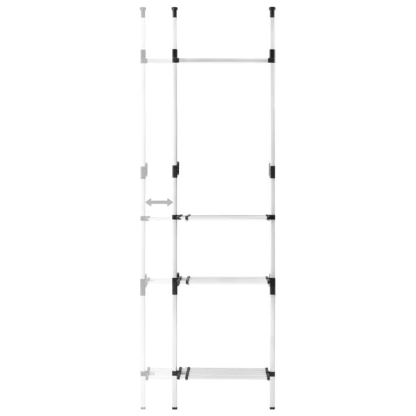 vidaXL Telescopic Wardrobe System with Rods and Shelf Aluminum - Image 7