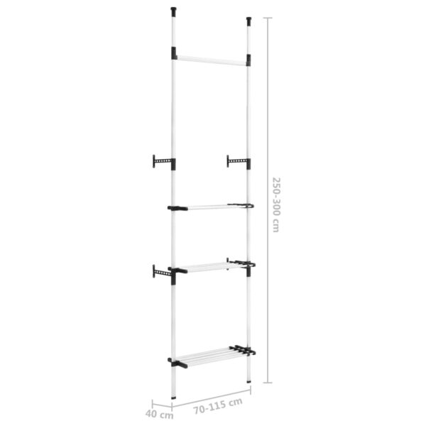 vidaXL Telescopic Wardrobe System with Rods and Shelf Aluminum - Image 10