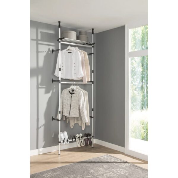 vidaXL Telescopic Wardrobe System with Rods and Shelf Aluminum - Image 5