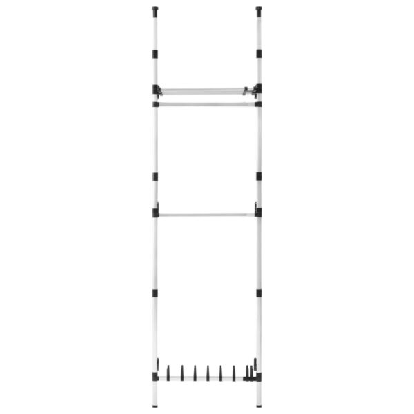 vidaXL Telescopic Wardrobe System with Rods and Shelf Aluminum - Image 6