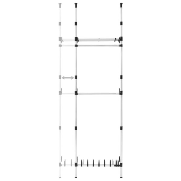 vidaXL Telescopic Wardrobe System with Rods and Shelf Aluminum - Image 7