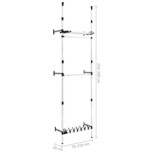 vidaXL Telescopic Wardrobe System with Rods and Shelf Aluminum - Image 11