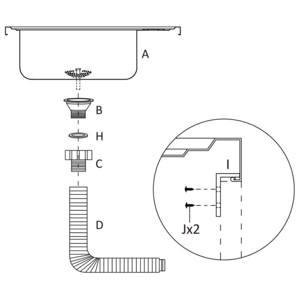 vidaXL Kitchen Sink with Drainer Set Silver 31.5"x19.7"x6.1" Stainless Steel - Image 9