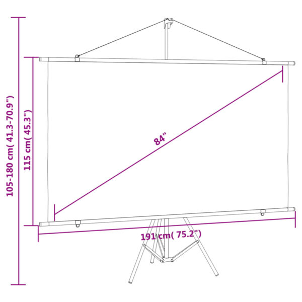 vidaXL Projection Screen with Tripod 84" 16:9 - Image 9