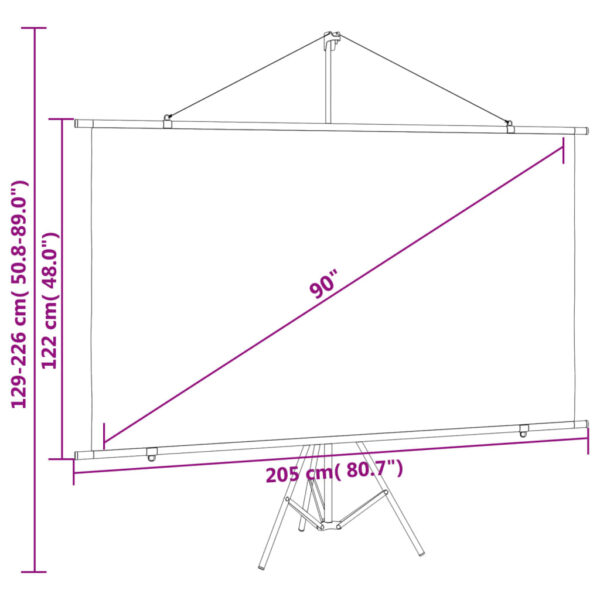 vidaXL Projection Screen with Tripod 90" 16:9 - Image 9