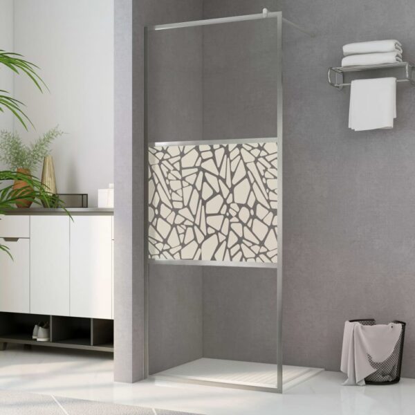 vidaXL Walk-in Shower Wall ESG Glass with Stone Design 55.1"x76.8"