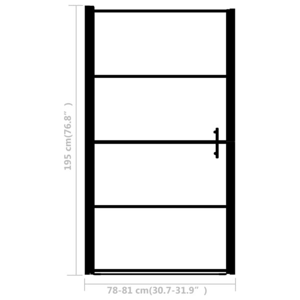 vidaXL Shower Door Frost Tempered Glass 31.9"x76.8" Black - Image 5