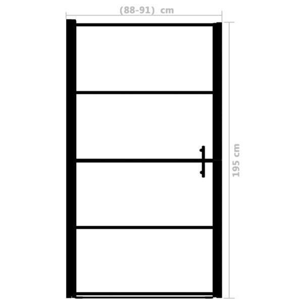 vidaXL Shower Door Frost Tempered Glass 35.8"x76.8" Black - Image 5