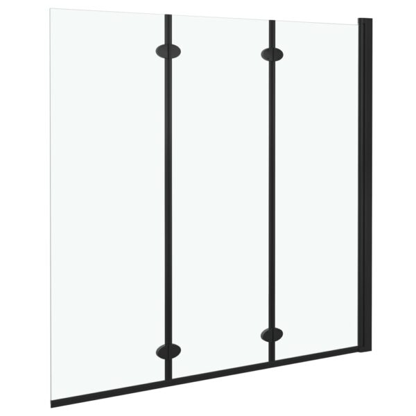 vidaXL Folding Shower Enclosure 3 Panels ESG 51.2"x54.3" Black - Image 3