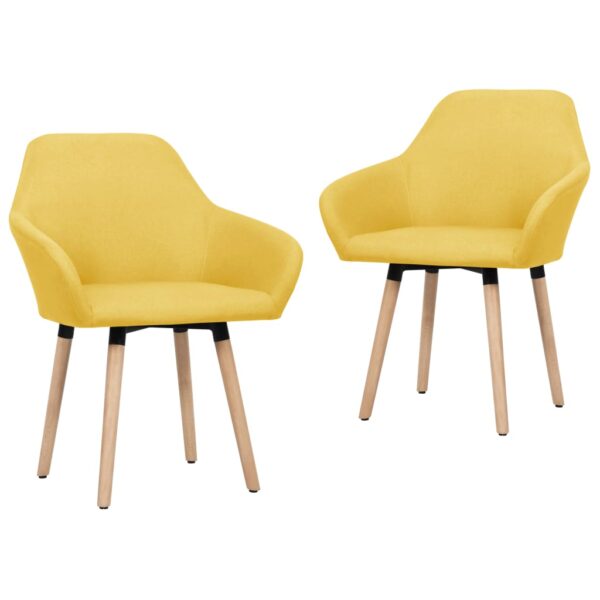 vidaXL Dining Chairs 2 pcs Yellow Fabric