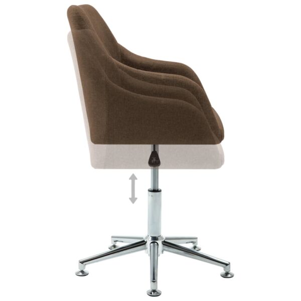 vidaXL Swivel Dining Chair Brown Fabric - Image 3