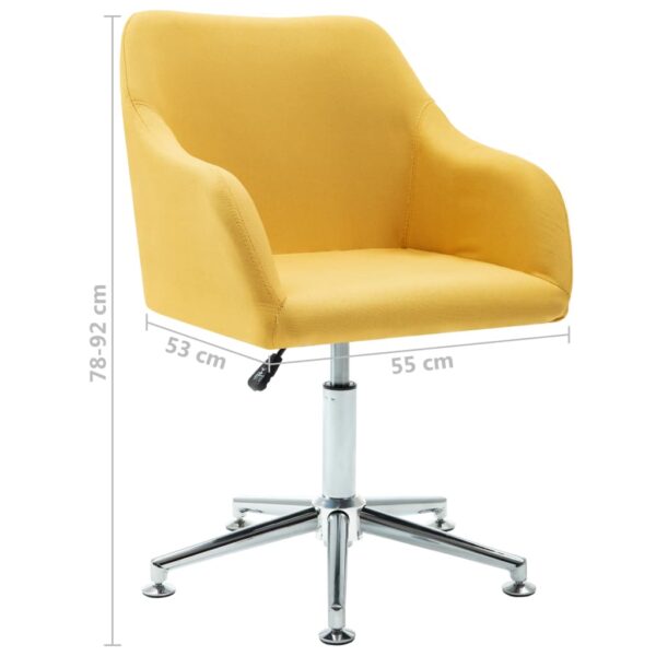 vidaXL Swivel Dining Chair Yellow Fabric - Image 8