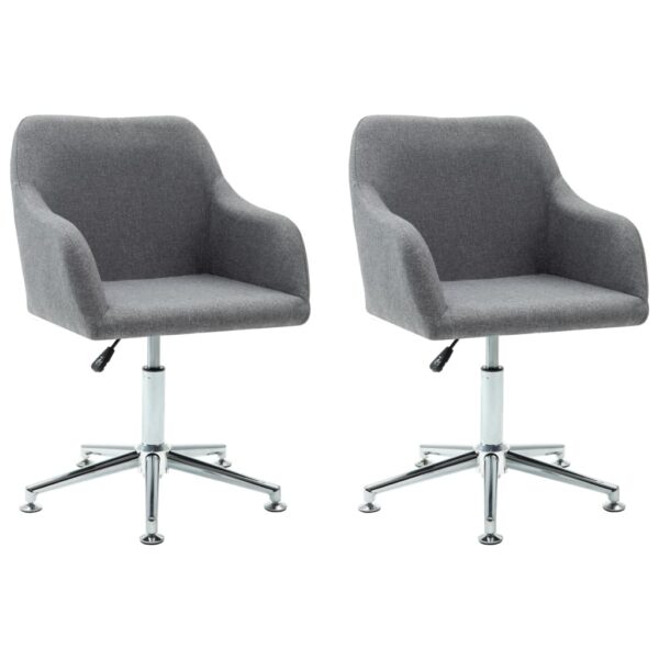 vidaXL Swivel Dining Chairs 2 pcs Light Gray Fabric - Image 2