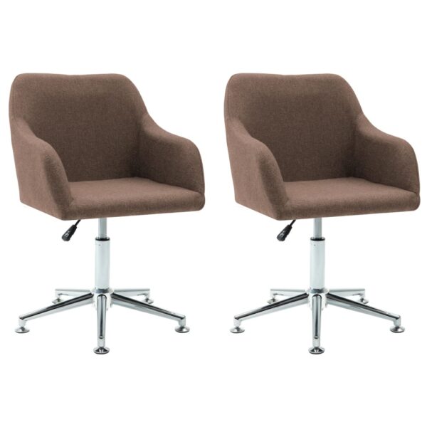 vidaXL Swivel Dining Chairs 2 pcs Brown Fabric - Image 2