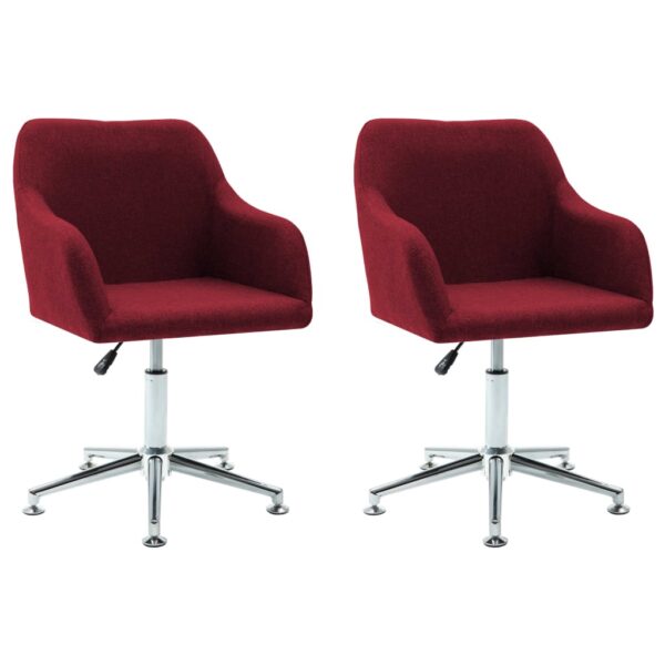 vidaXL Swivel Dining Chairs 2 pcs Wine Red Fabric - Image 2