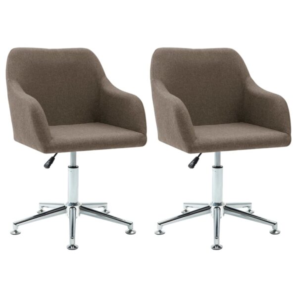 vidaXL Swivel Dining Chairs 2 pcs Taupe Fabric