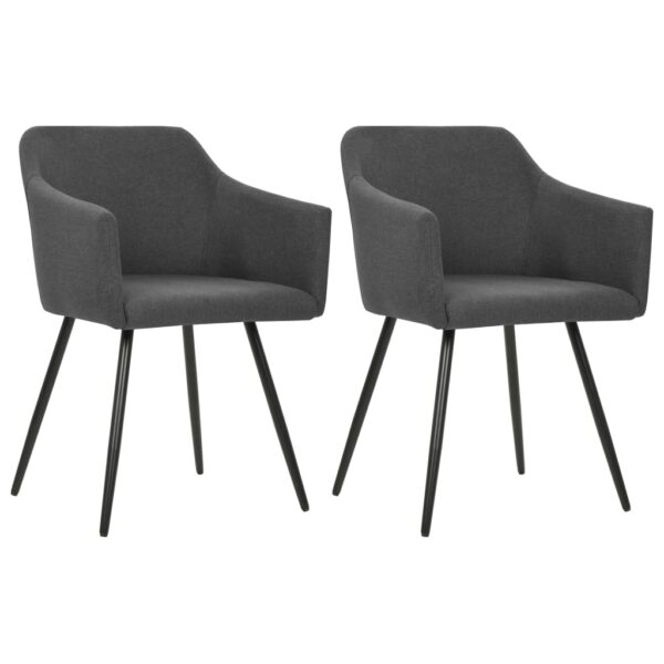 vidaXL Dining Chairs 2 pcs Dark Gray Fabric