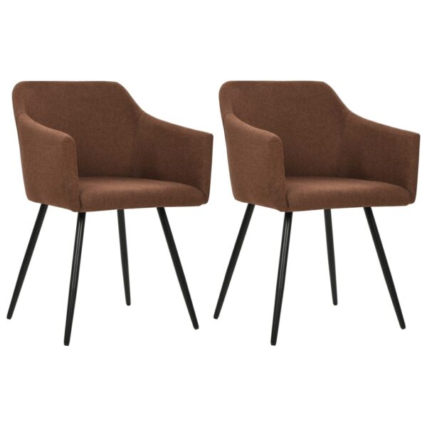 vidaXL Dining Chairs 2 pcs Brown Fabric