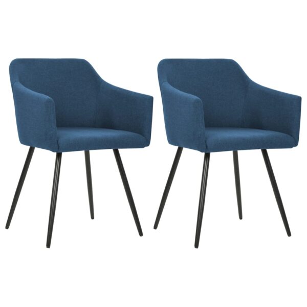 vidaXL Dining Chairs 2 pcs Blue Fabric