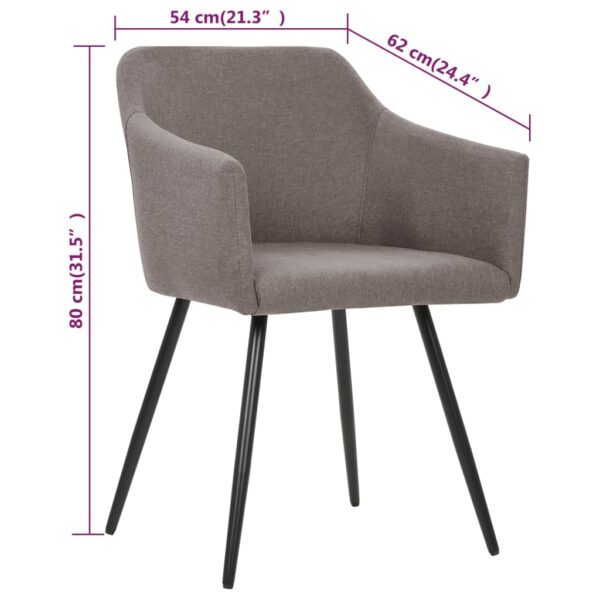 vidaXL Dining Chairs 2 pcs Taupe Fabric - Image 7