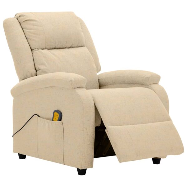 vidaXL Massage Chair Cream Fabric - Image 3