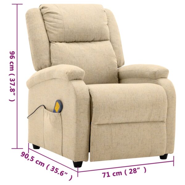 vidaXL Massage Chair Cream Fabric - Image 10