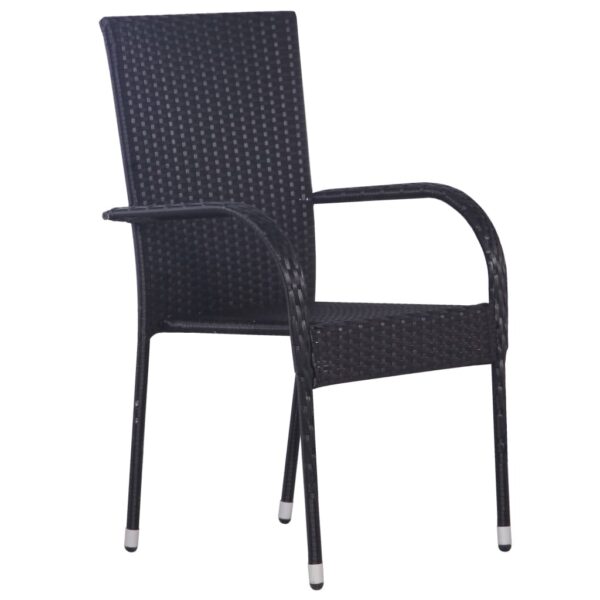 vidaXL Stackable Patio Chairs 6 pcs Poly Rattan Black - Image 2