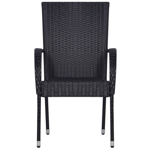 vidaXL Stackable Patio Chairs 6 pcs Poly Rattan Black - Image 3