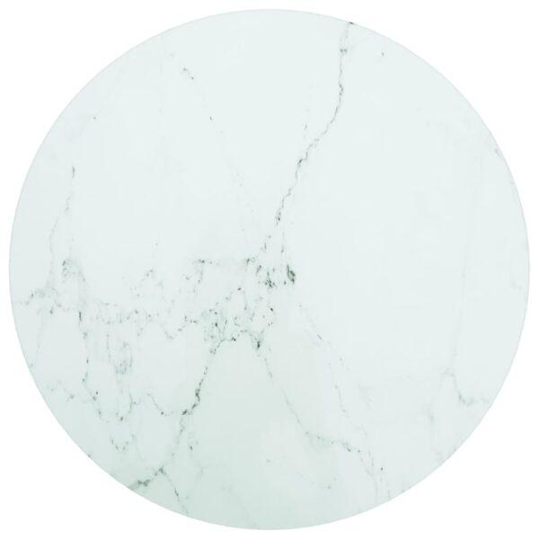 vidaXL Table Top White Ã˜ 15.7"x0.3" Tempered Glass with Marble Design