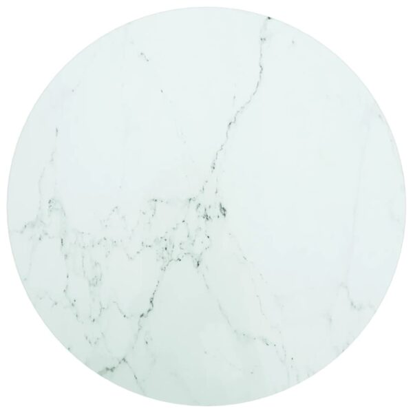 vidaXL Table Top White Ã˜ 11.8"x0.3" Tempered Glass with Marble Design