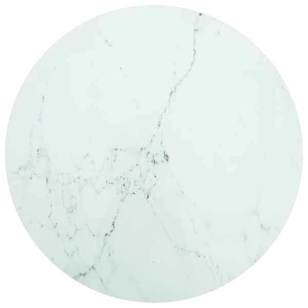 vidaXL Table Top White Ã˜ 31.5"x0.4" Tempered Glass with Marble Design