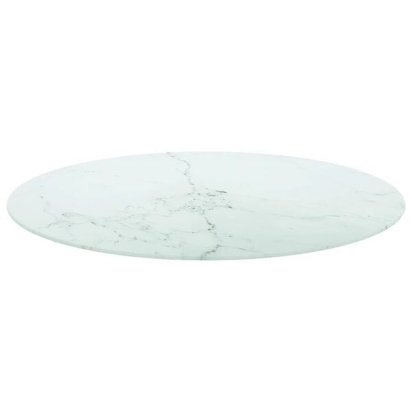 vidaXL Table Top White Ã˜ 31.5"x0.4" Tempered Glass with Marble Design - Image 2