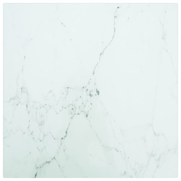 vidaXL Table Top White 11.8"x11.8" 0.2" Tempered Glass with Marble Design