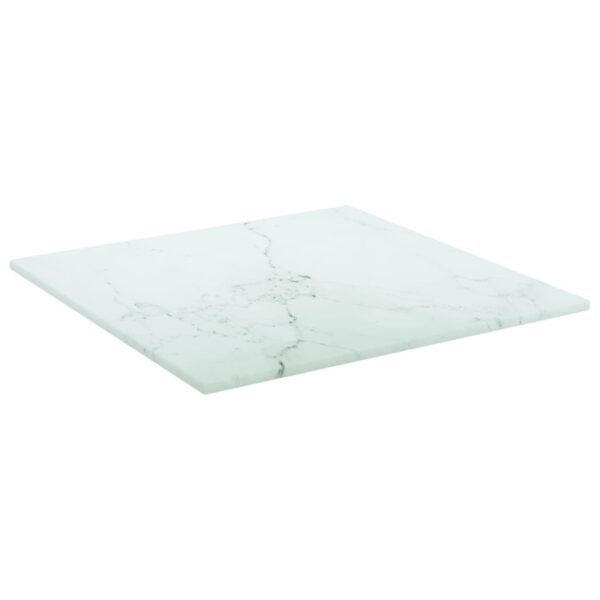 vidaXL Table Top White 11.8"x11.8" 0.2" Tempered Glass with Marble Design - Image 2