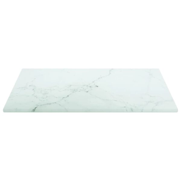 vidaXL Table Top White 11.8"x11.8" 0.2" Tempered Glass with Marble Design - Image 3