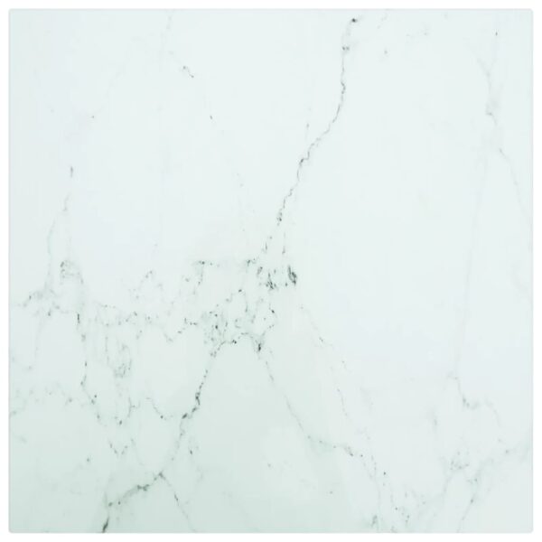 vidaXL Table Top White 15.7"x15.7" 0.2" Tempered Glass with Marble Design