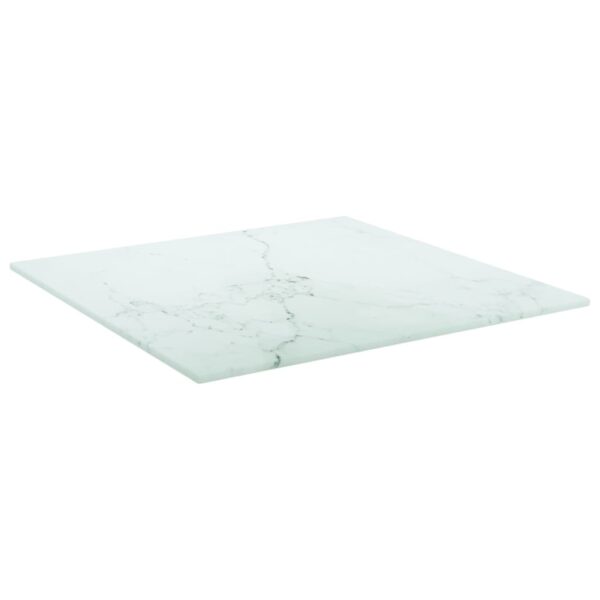 vidaXL Table Top White 15.7"x15.7" 0.2" Tempered Glass with Marble Design - Image 2