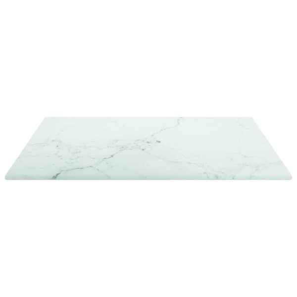 vidaXL Table Top White 15.7"x15.7" 0.2" Tempered Glass with Marble Design - Image 3