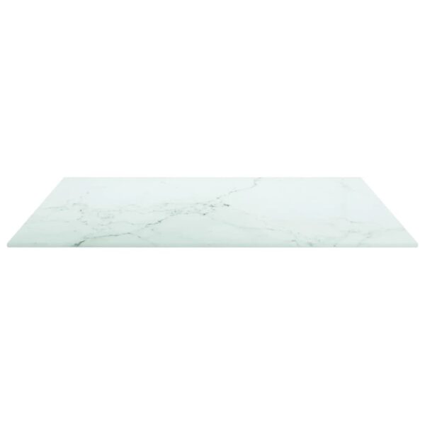 vidaXL Table Top White 23.6"x23.6" 0.2" Tempered Glass with Marble Design - Image 3