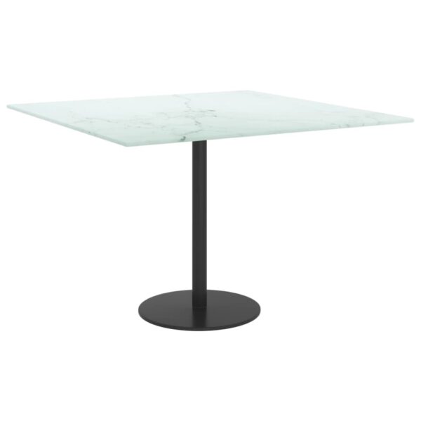 vidaXL Table Top White 23.6"x23.6" 0.2" Tempered Glass with Marble Design - Image 4