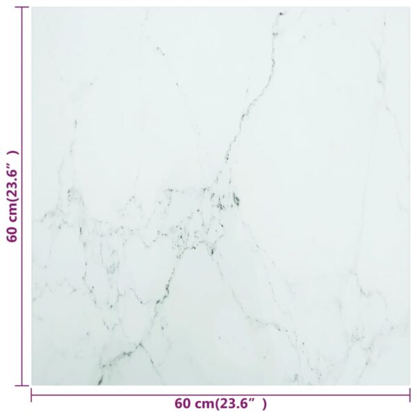 vidaXL Table Top White 23.6"x23.6" 0.2" Tempered Glass with Marble Design - Image 5