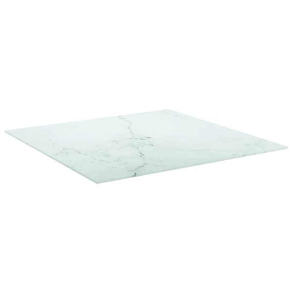 vidaXL Table Top White 27.6"x27.6" 0.2" Tempered Glass with Marble Design - Image 2