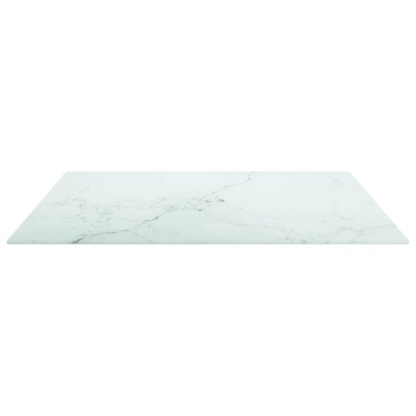 vidaXL Table Top White 27.6"x27.6" 0.2" Tempered Glass with Marble Design - Image 3