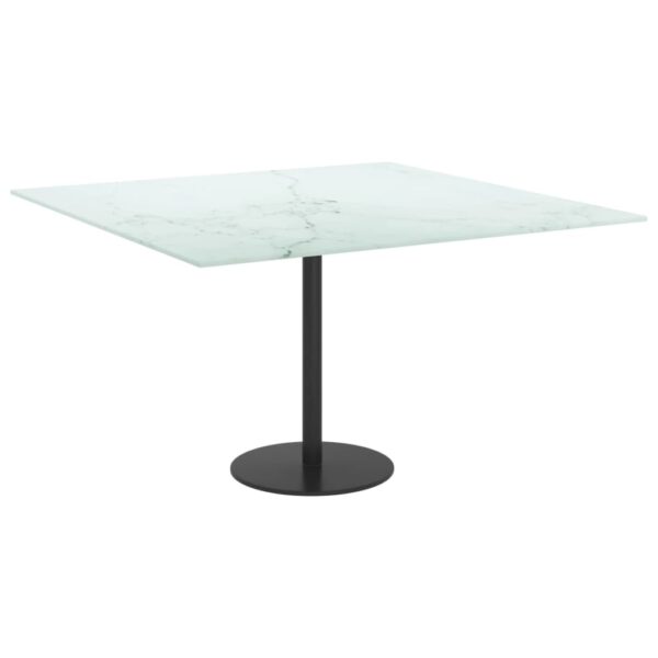 vidaXL Table Top White 27.6"x27.6" 0.2" Tempered Glass with Marble Design - Image 4